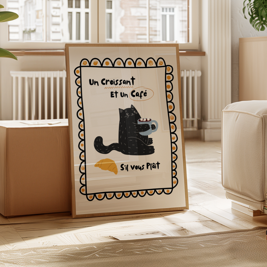 cat coffee print