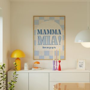 Mamma Mia 70s - Blue Living Room Mockup