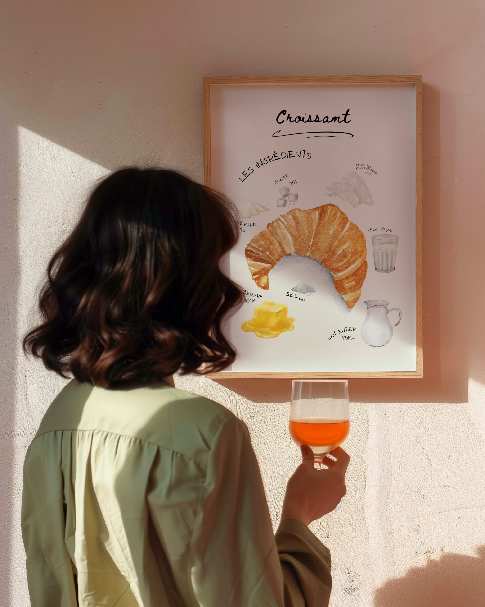 Croissant Recipe Wall Art Print