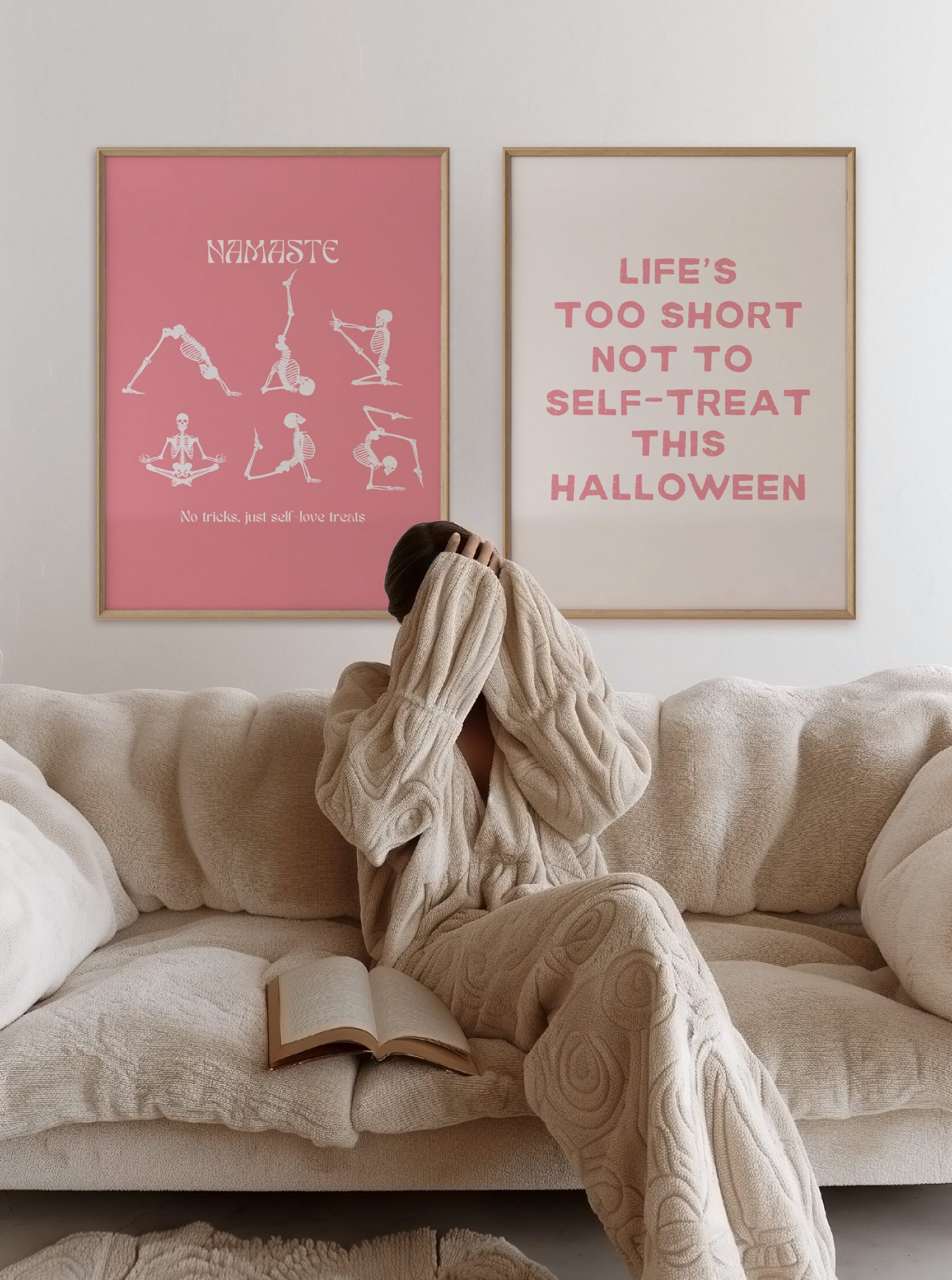 Set of 3 - Skeleton Pink Halloween Decor - Image 4